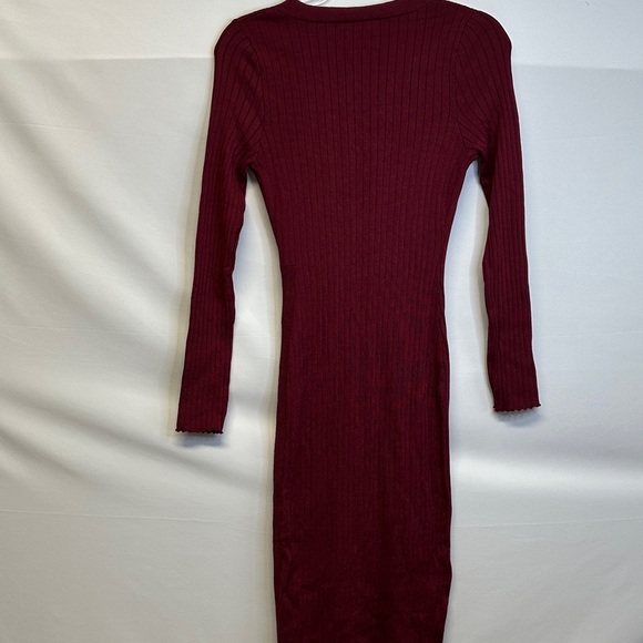 Jolie & Joy by FCT With Love Ribbed Knit Midi Dress Burgundy L - Picture 4 of 5